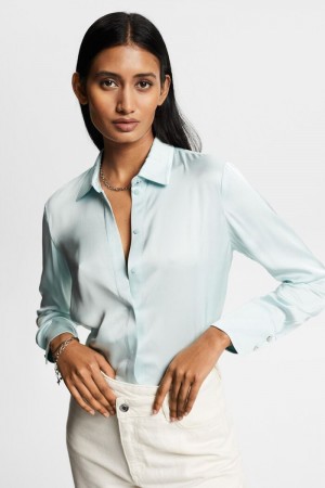 Dámské Blouses Esprit Satin Světle Tyrkysové Zelene | ZNI239407