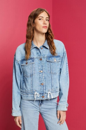 Dámské Bundy Esprit Oversized Light Wash Denim Blankyt | JZQ594361