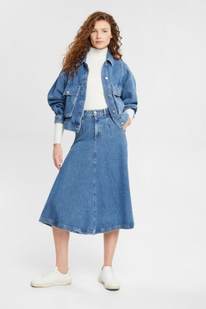 Dámské Bundy Esprit Puff Sleeve Denim Blankyt | QKE150749