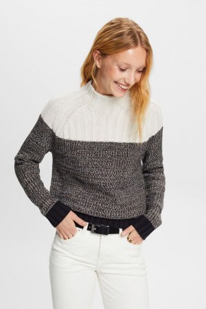 Dámské Jumpers Esprit Bavlněné Mock Neck Černé | IJP940315