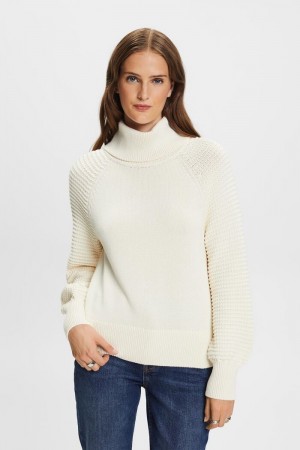 Dámské Jumpers Esprit Bavlněné Turtleneck Bílé | WSA653419