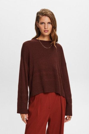 Dámské Jumpers Esprit Boxy Crewneck Hnědé | KLT208674