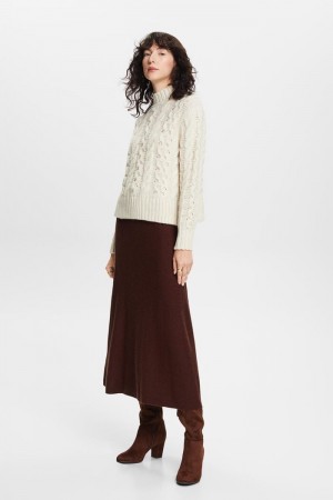 Dámské Jumpers Esprit Cable-knit Vlna-blend Bílé | TZN034615