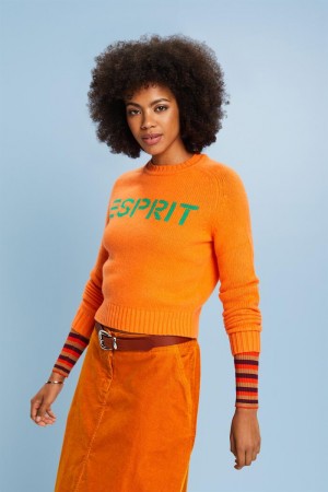 Dámské Jumpers Esprit Vlna Cashmere Logo Červené Oranžové | SQB809156