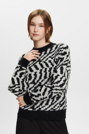 Dámské Jumpers Esprit Vlna-mohair Blend Černé | IGV048196