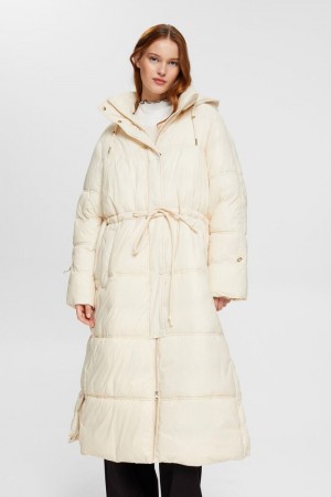 Dámské Kabáty Esprit Oversized Puffer With Drawstring Pasem Bílé | RWY623158