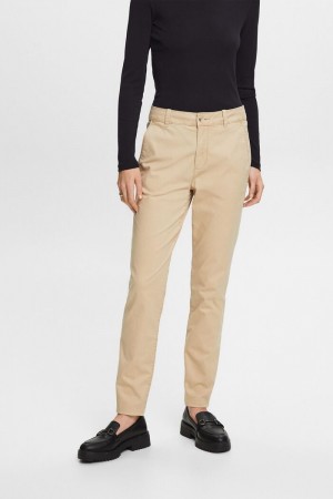 Dámské Kalhoty Esprit Basic Chino Hnědé | DYQ981472