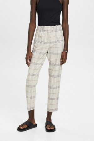 Dámské Kalhoty Esprit Chequered Cropped Světle Šedé Hnědé | CBX382601