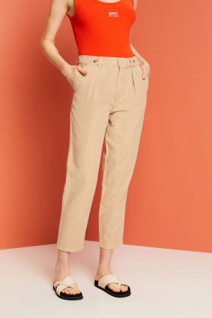 Dámské Kalhoty Esprit Chino,Linen Blend Hnědé | XMN638952