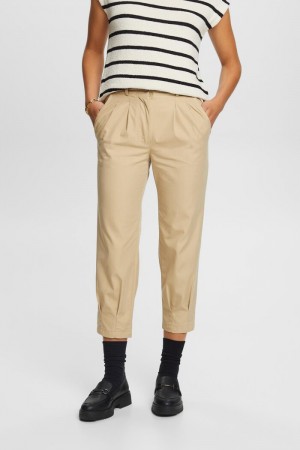 Dámské Kalhoty Esprit Cropped Chino Hnědé | DGF705918