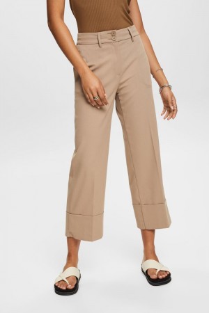 Dámské Kalhoty Esprit Cropped Twill Šedé Hnědé | TYK749321