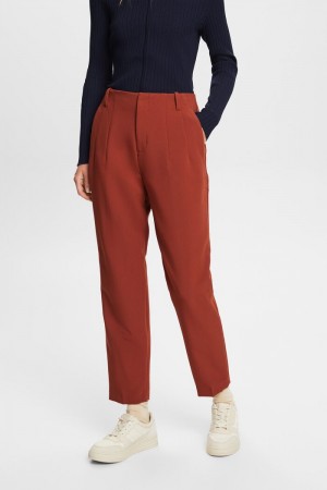 Dámské Kalhoty Esprit High Waisted Chino With Darts Červené Hnědé | UFW783901