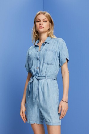 Dámské Kombinéza Esprit Krátké In A Denim Look,Tencel™ Blankyt Světle | RVA875209