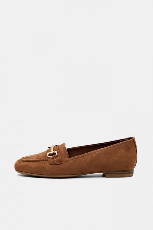 Dámské Loafers Esprit Faux Semišové Hnědé | AXI295340