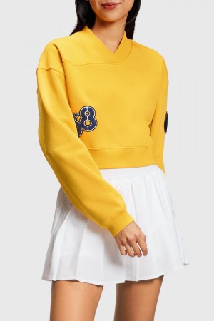 Dámské Mikiny Esprit Cropped Varsity Patch Žluté | JKU753049