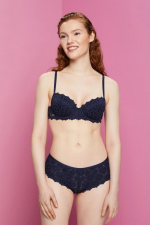 Dámské Noční Prádlo Esprit Floral Krajkové Underwire Balconette Bra Tmavě Blankyt | LBG430691