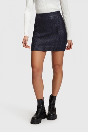 Dámské Sukně Esprit Metallic Cable Knit Mini Tmavě Blankyt | CHZ271049