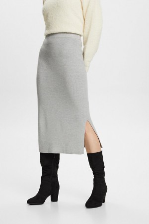 Dámské Sukně Esprit Rib-knit Midi Světle Šedé | XWD730615