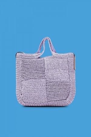 Dámské Tašky Esprit Faux Læder Trim Woven Raffia Fialové | MOZ821064