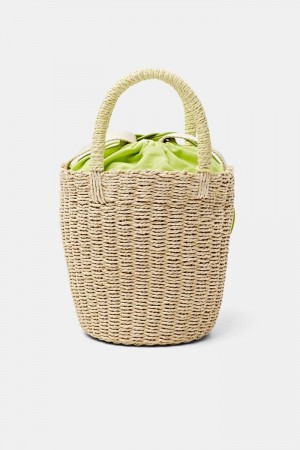 Dámské Tašky Esprit Raffia Bucket With Handles Světle Béžový | UXZ592817