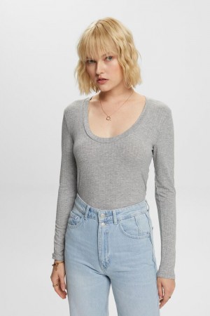 Dámské Topy Esprit Rib-knit Šedé | NJT396520