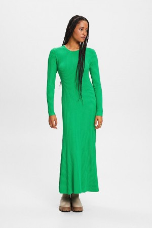 Dámské Šaty Esprit Rib-knit Maxi Zelene | OXV704356