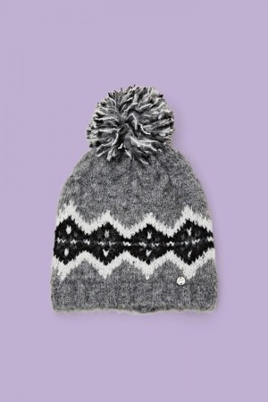 Dámské Čepice Esprit Fair Isle Pom Pom Šedé | SVA358206