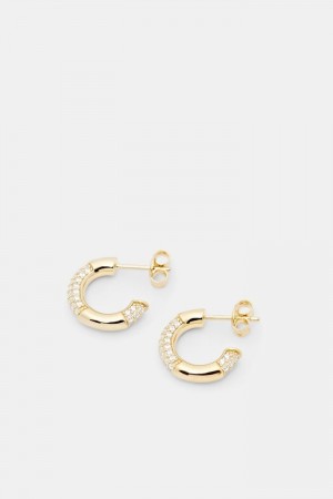 Dámské Šperky Esprit Sterling Silver Zirconia Mini Hoop Earrings Zlaté | JHY283109