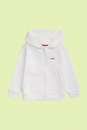 Dětské Mikina s Kapucí Esprit Logo Zip Up Bílé | UZF031485