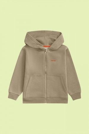 Dětské Mikina s Kapucí Esprit Logo Zip Up Béžový | QZM147892