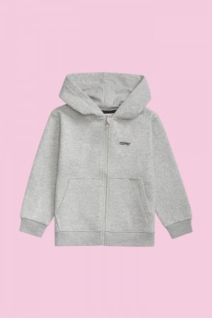 Dětské Mikina s Kapucí Esprit Logo Zip Up Světle Šedé | VIC308547