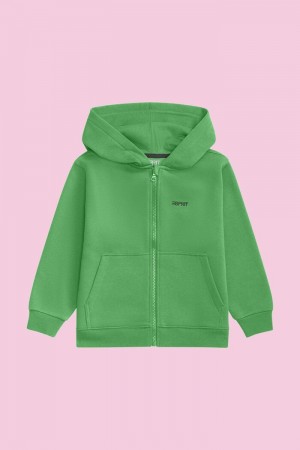 Dětské Mikina s Kapucí Esprit Logo Zip Up Zelene | SCI615478