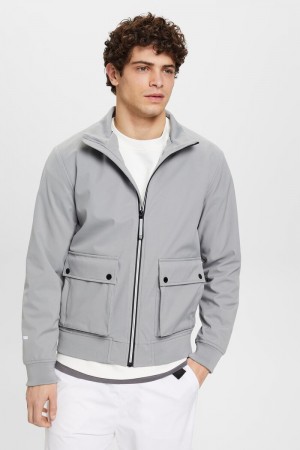 Pánské Bundy Esprit Herringbone Softshell Šedé | ETP816975