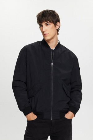 Pánské Bundy Esprit Recycled: Bomber-style Černé | KCF375062