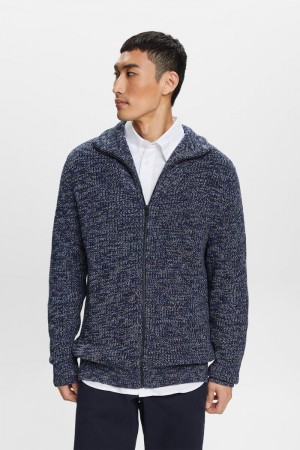 Pánské Jumpers Esprit Bavlněné Na Zip Blankyt | FZP941360