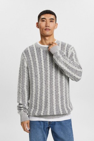 Pánské Jumpers Esprit Cable-knit Crewneck Tmavě Blankyt | YKE453096