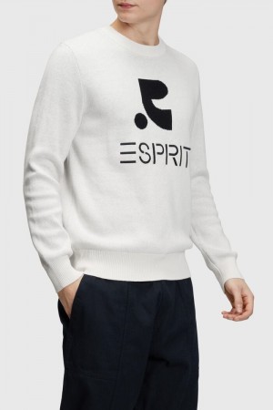 Pánské Jumpers Esprit Crewneck With Cashmere Krém Béžový | VFM036921