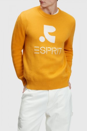 Pánské Jumpers Esprit Crewneck With Cashmere Žluté | OAP396187