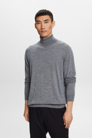 Pánské Jumpers Esprit Merino Vlna Turtleneck Šedé | RZK731840