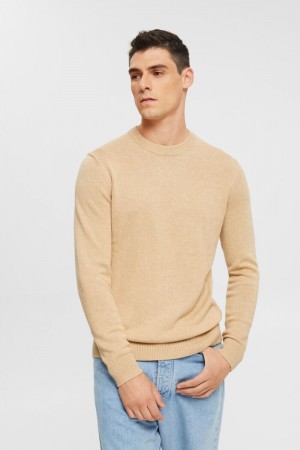 Pánské Jumpers Esprit Sustainable Bavlněné Knit Béžový | AXO493526