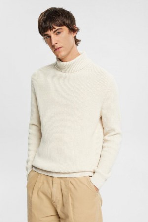 Pánské Jumpers Esprit Tlustý Knit Roll Neck Bílé | FEX012687