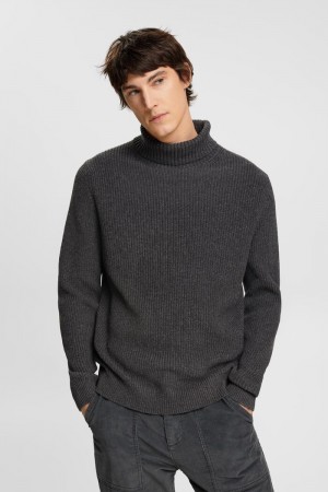 Pánské Jumpers Esprit Tlustý Knit Roll Neck Tmavě Šedé | AVN013879