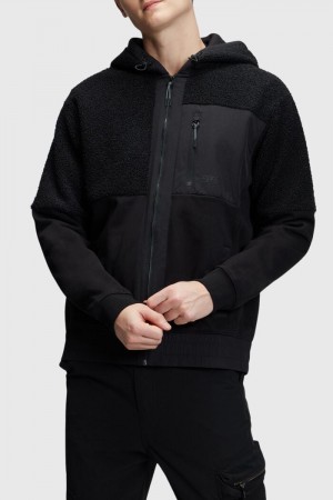 Pánské Kabáty Esprit Mixed Materiál Zip-up Černé | EIN610498