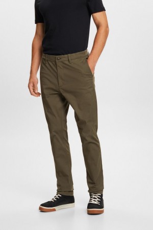 Pánské Kalhoty Esprit Bavlněné-twill Slim Chinos Tmavě Hnědožlutý | VQK104852