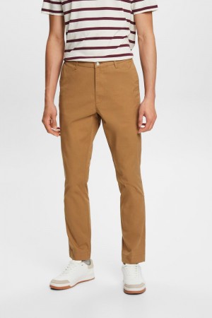 Pánské Kalhoty Esprit Bavlněné-twill Slim Chinos Hnědé | XET915073