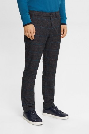 Pánské Kalhoty Esprit Checked Slim Fit Tmavě Šedé | XZK310457