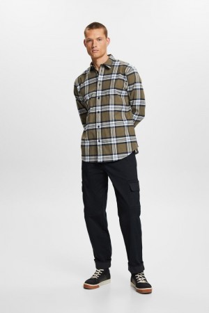 Pánské Košile Esprit Checked Flannel Hnědožlutý Zelene | RQX023815