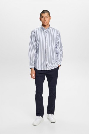 Pánské Košile Esprit Oxford Stripe Button-down Šedé Blankyt | WFA105378