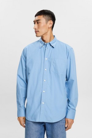 Pánské Košile Esprit Poplin Button-down,100% Bavlněné Světle Blankyt | KSI792684