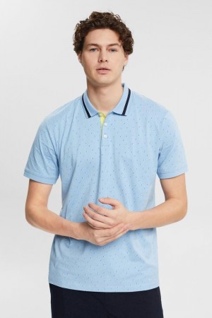 Pánské Polo Triko Esprit All-over Pattern Světle Tyrkysové Blankyt | LPX198542